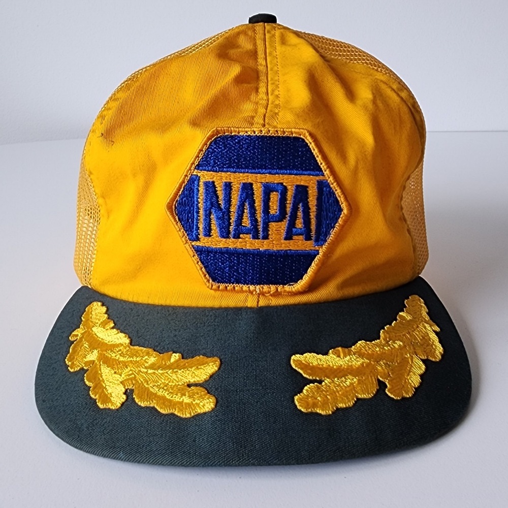 Vintage Napa Trucker Hat‎ Mesh Cap Snap Back Patch Logo Auto Parts Yellow Green